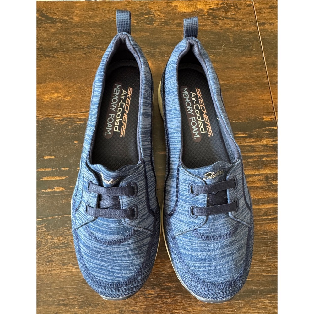 Skechers Air-Cooled Memory Foam Navy Space Dye Slip On Sneakers 23487 Womens 6.5